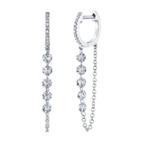 5-Diamond Chain Drop Huggie Huggie Earrings Roseark Deux Pair White Gold