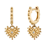Carved Heart Huggie Hoop Huggie Earrings Roseark Deux Pair