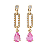 Diamond Link Drop Earring with Teardrop Sapphires, Pair Drop Earrings Sale