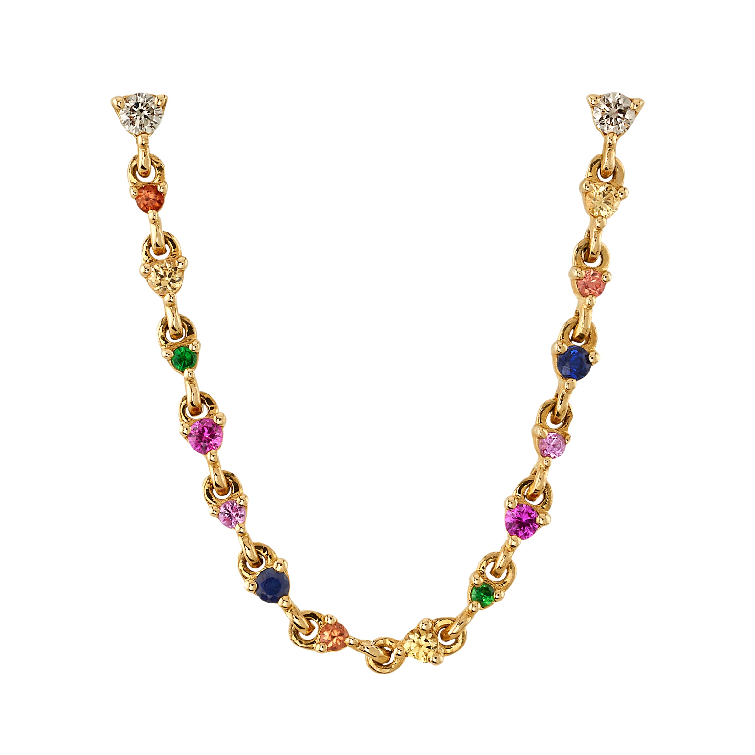Rainbow Chain Linked Earring Drop Earrings Roseark Deux
