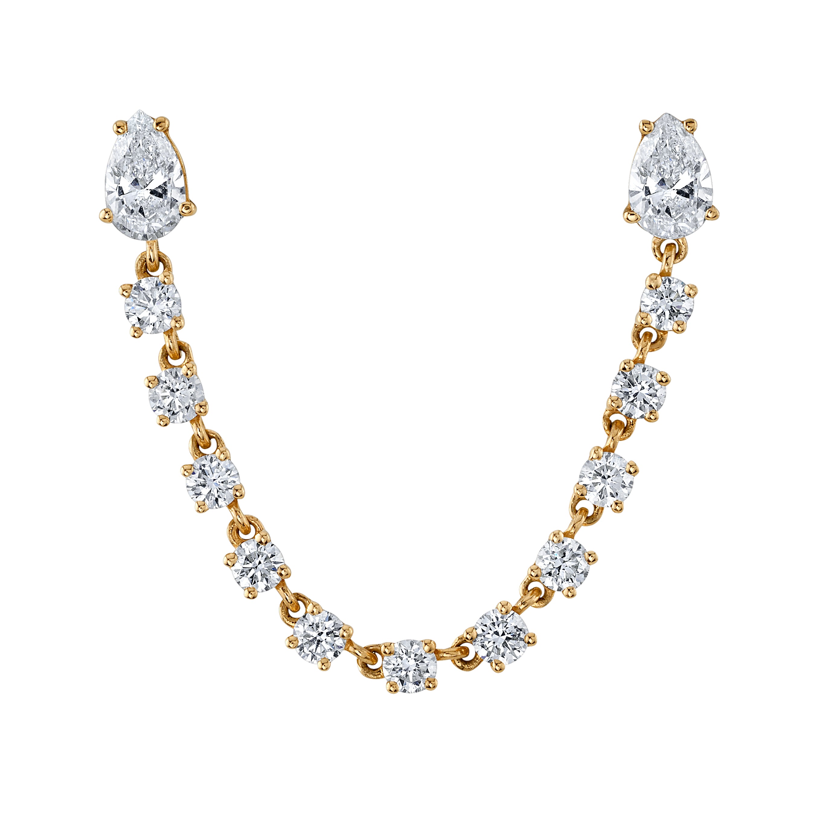 Pear-Diamond Prong-set Chain Linked Earring Drop Earrings Roseark Deux