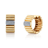 Diamond Accordian Hoops with Pave Diamonds Huggie Earrings Roseark Deux Pair