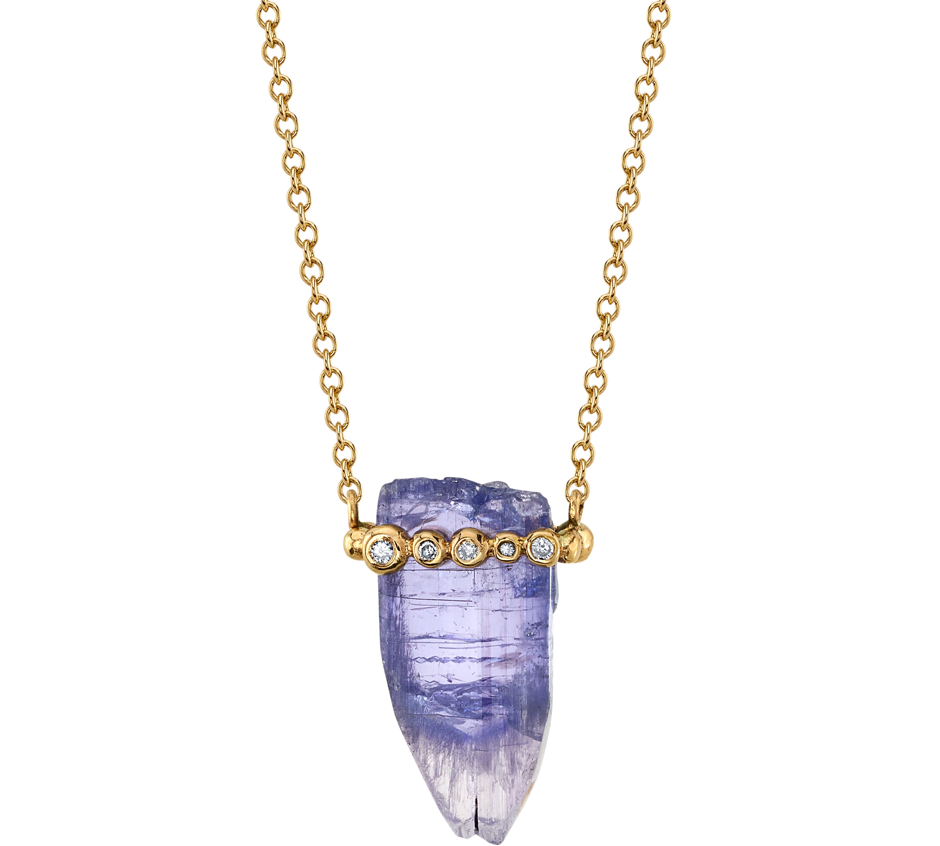 Tanzanite Crystal Necklace with Diamonds Necklace Jill Hoffmeister   