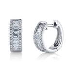 Channel Set Baguette Huggie with Diamonds Huggie Earrings Roseark Deux Pair