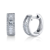 Channel Set Baguette Huggie with Diamonds Huggie Earrings Roseark Deux Pair