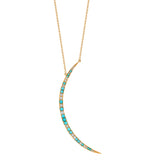 Turquoise and Diamond Crescent Moon Necklace Pendant Roseark Deux   