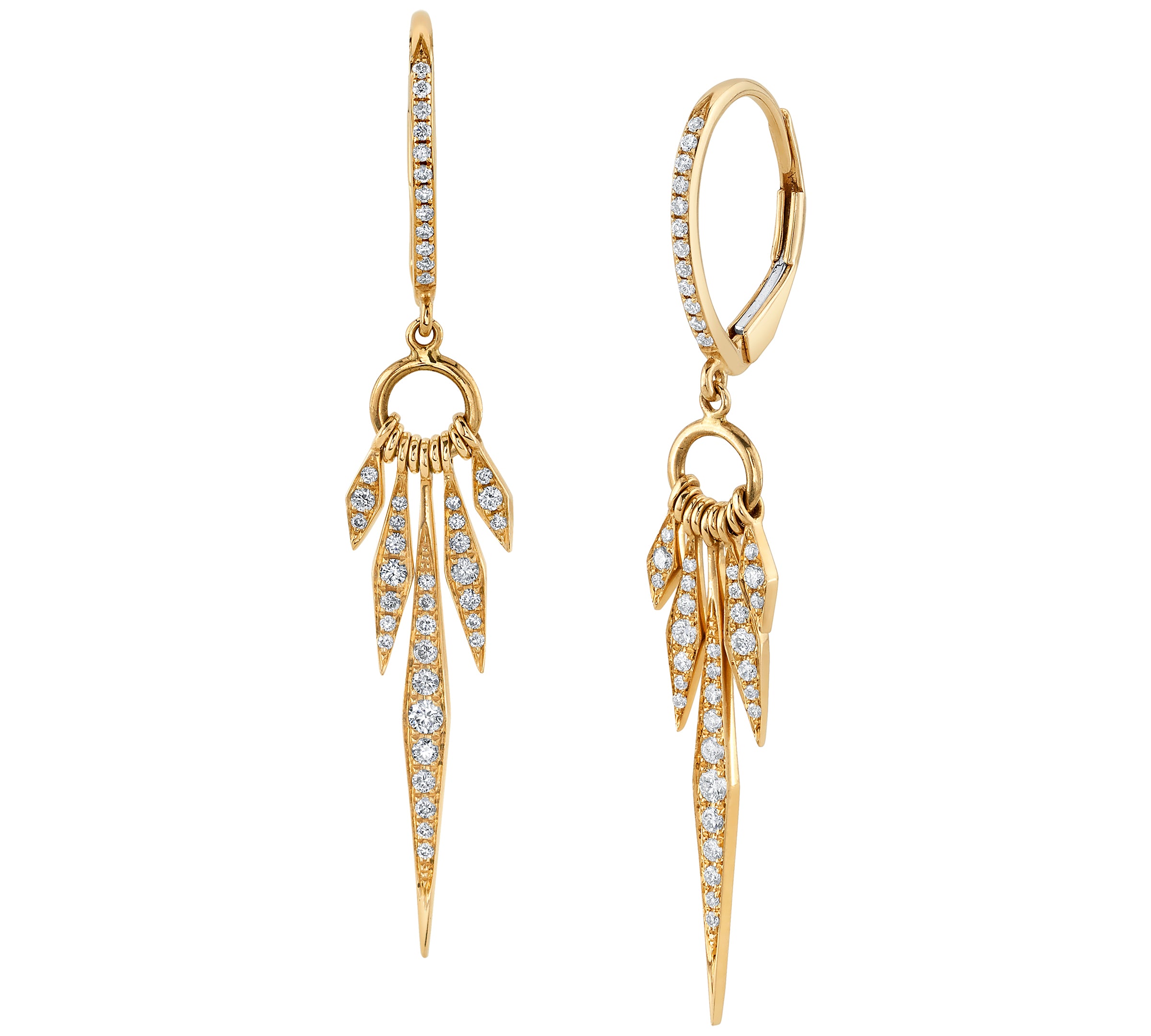 Five-Point Fringe Ring Drop Earring Drop Earrings Roseark Deux Pair