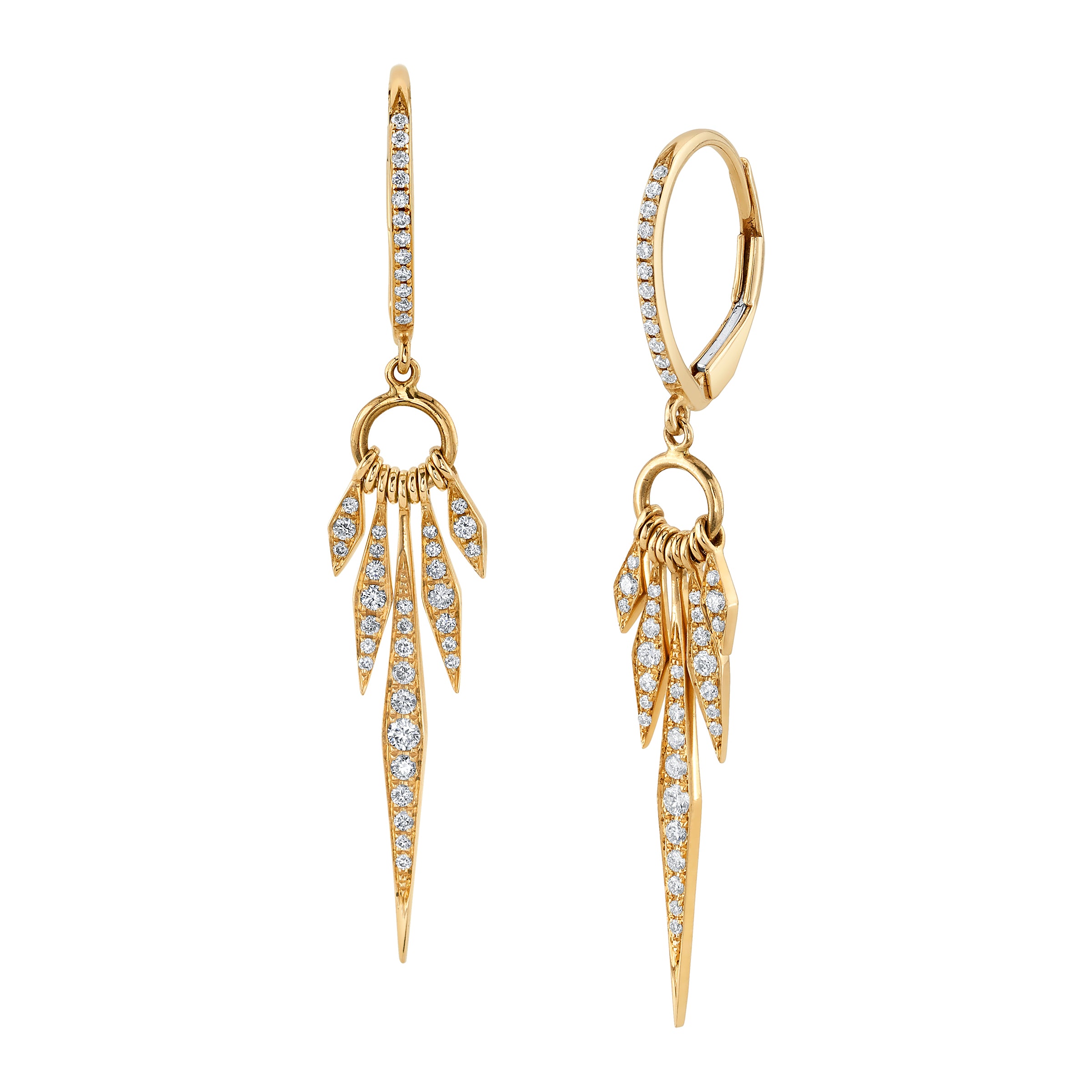 Five-Point Fringe Ring Drop Earring Drop Earrings Roseark Deux Pair