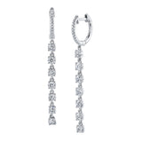 Long Diamond Drop Pave Huggie Drop Earrings Roseark Deux Pair