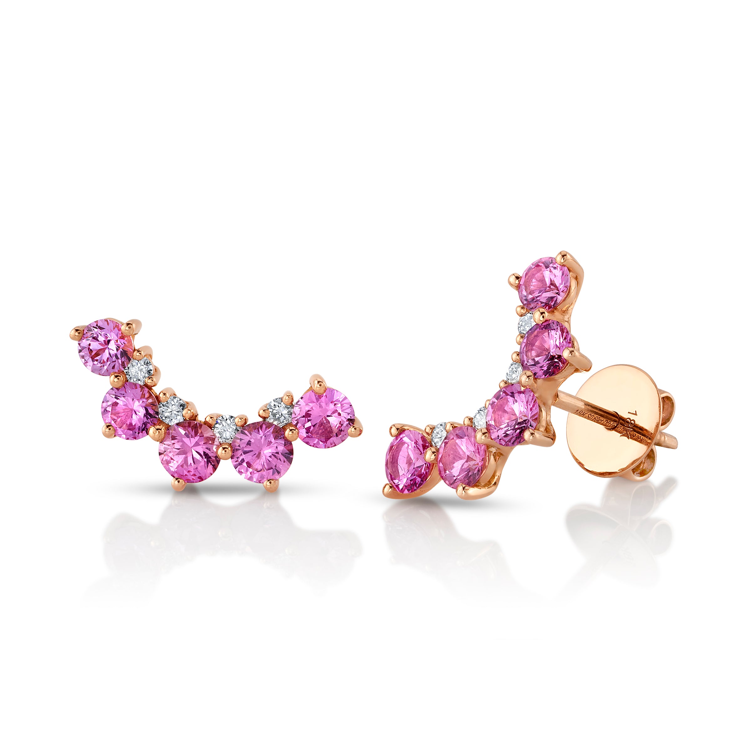Sapphire Diamond Curved Stud Stud Earrings Roseark Deux Pair