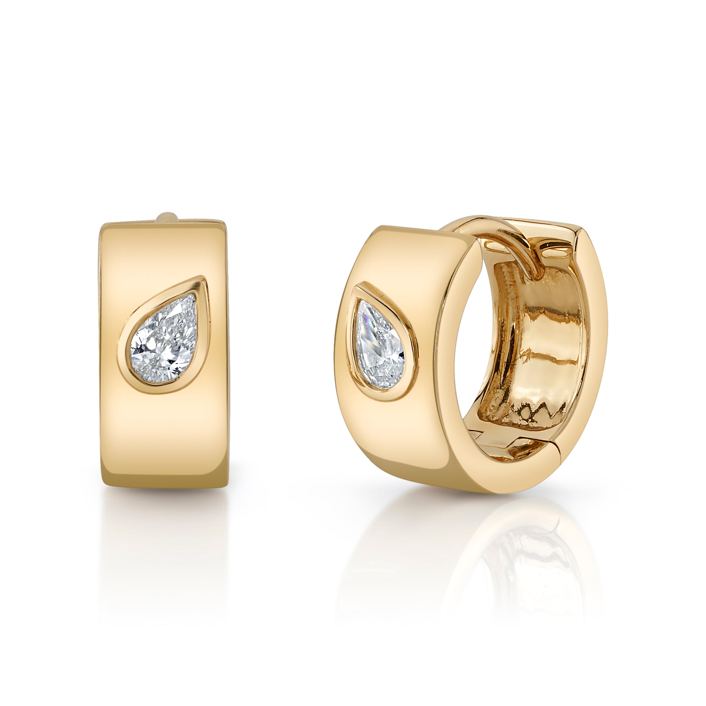 Raindrop Teardrop Diamond Huggie Huggie Earrings Roseark Deux Pair