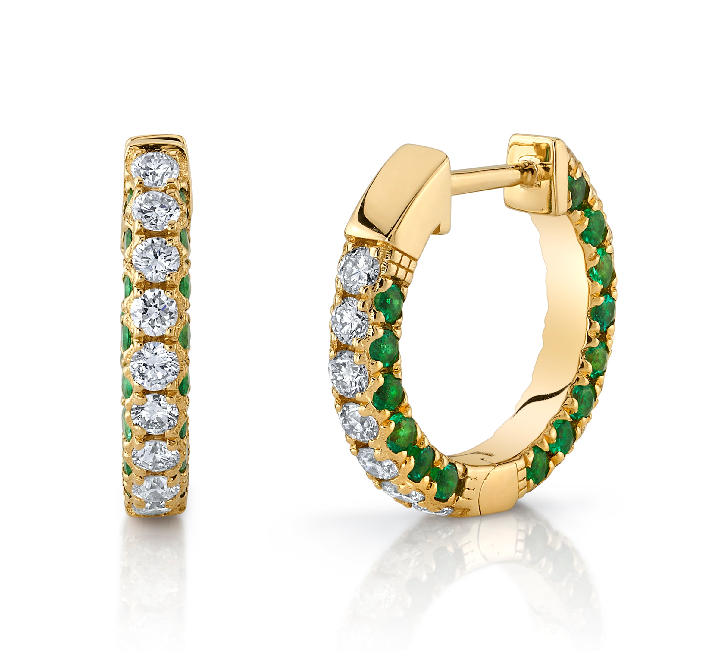 Diamonds and Emeralds Huggie Huggie Earrings Roseark Deux   