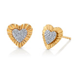 Ruffle Heart Diamond Stud Stud Earrings Roseark Deux Pair