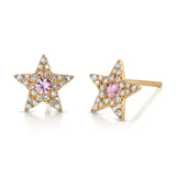 Sapphire Center Diamond Star Stud Stud Earrings Roseark Deux Pair