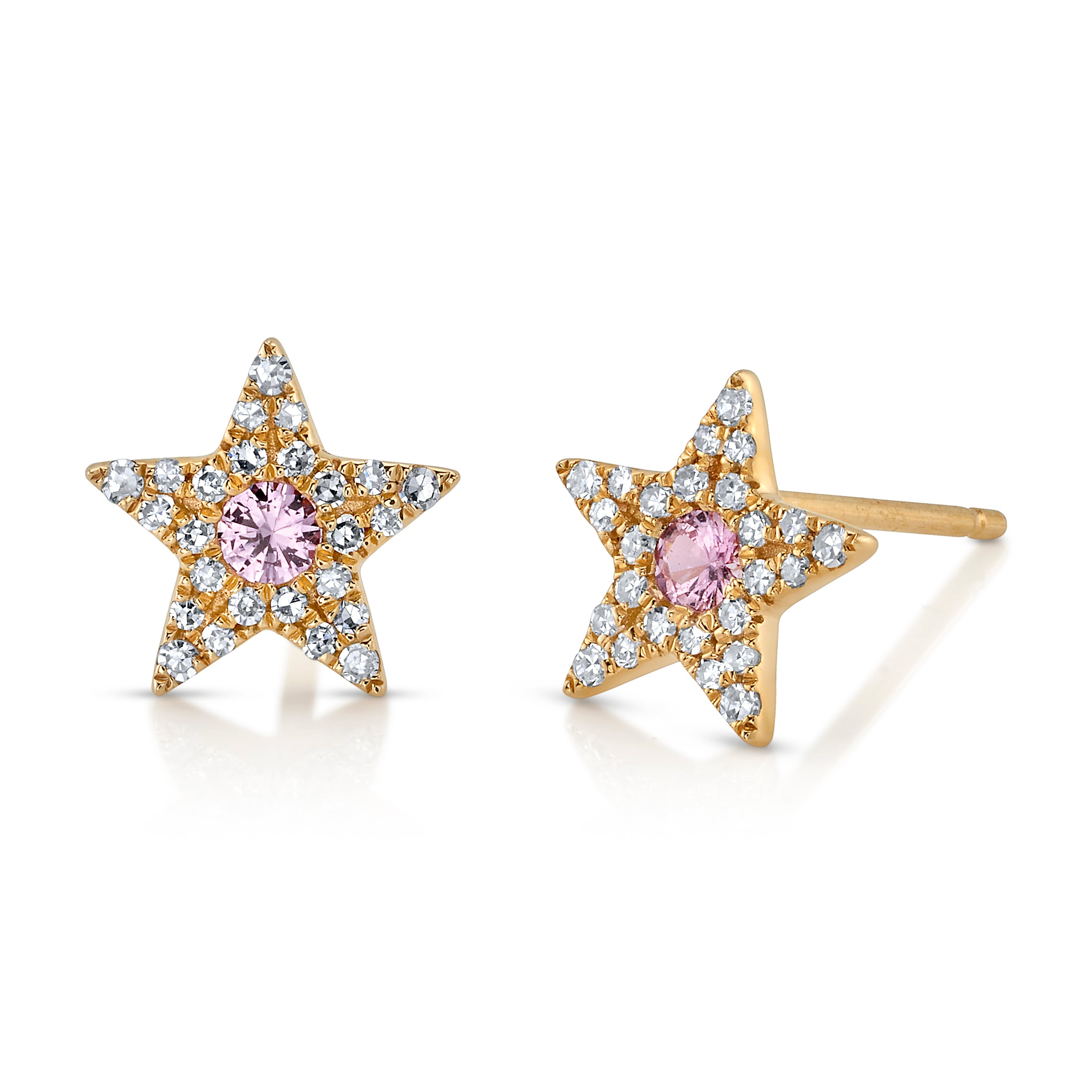 Sapphire Center Diamond Star Stud Stud Earrings Roseark Deux Pair