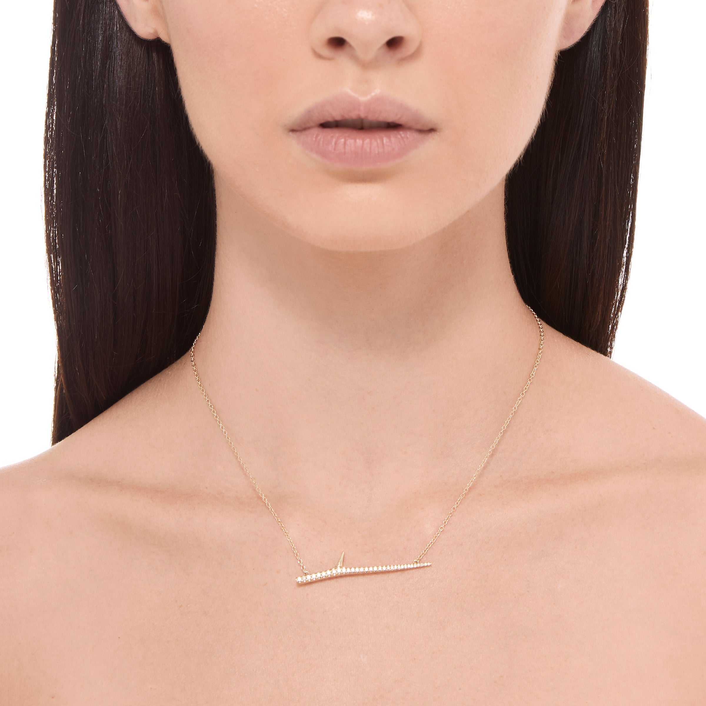 Horizontal Diamond Thorn Necklace Pendant Necklace Elisabeth Bell Jewelry
