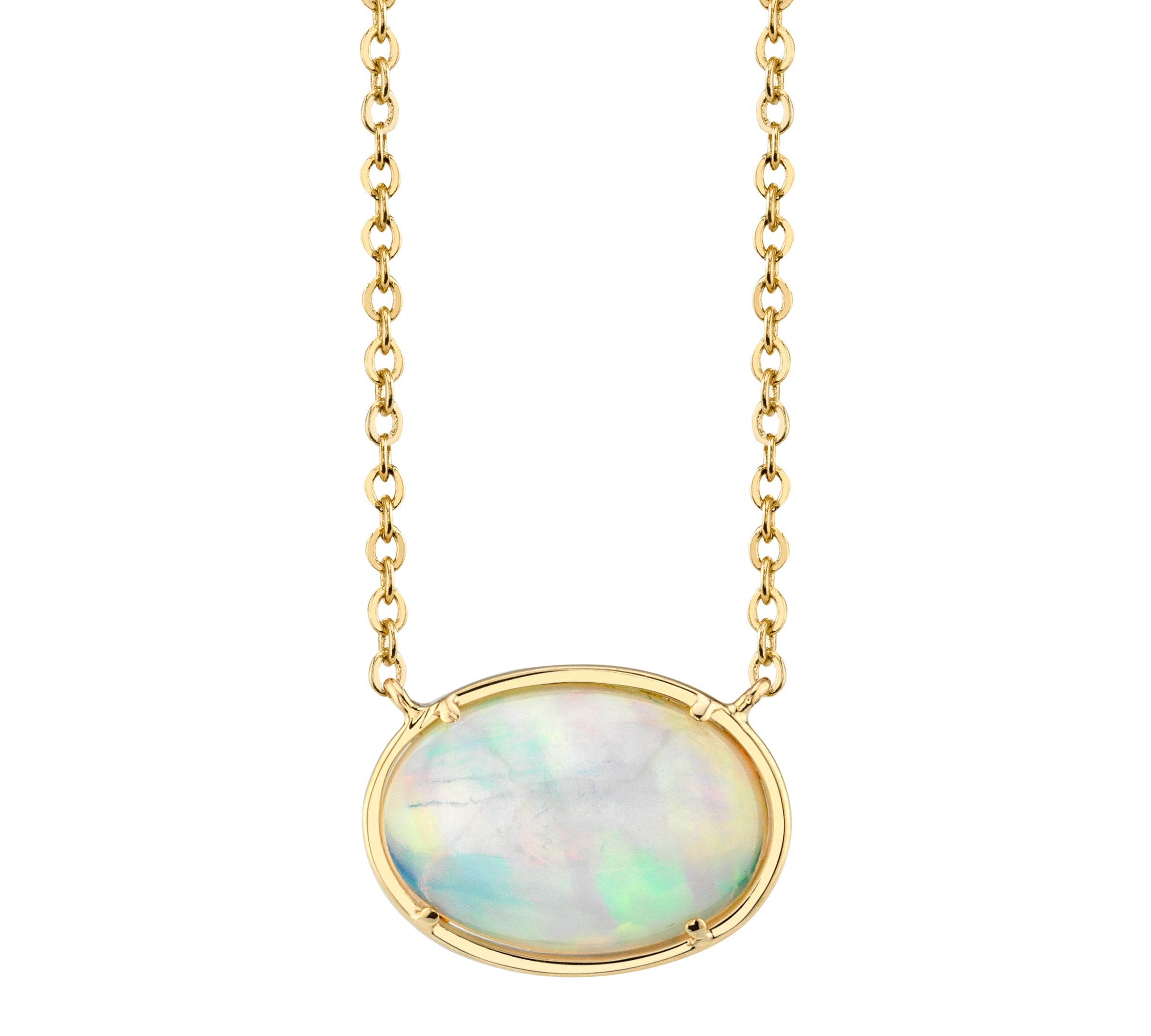 Opal Sideways Oval Necklace Pendant Amy Gregg Jewelry   
