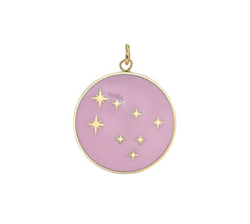 Small Enamel Constellation Charm Charm Bare Collection Gemini Pink 