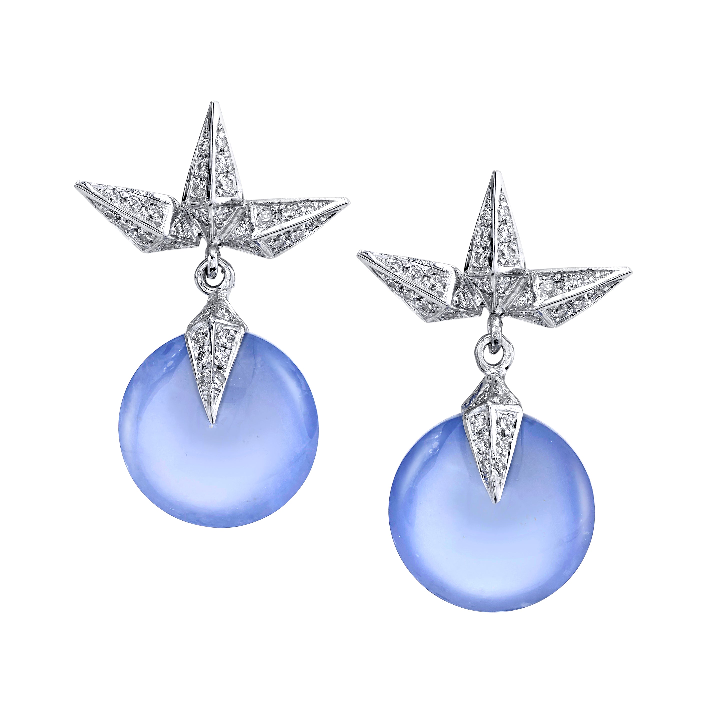 Blue Chalcedony Star Earrings Drop Earrings Karma El-Khalil