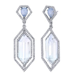 Blue Chalcedony and Moonstone Hexagon Earrings Drop Karma El-Khalil   