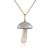 White Pearl Mushroom Charm with Diamond Charm Maura Green