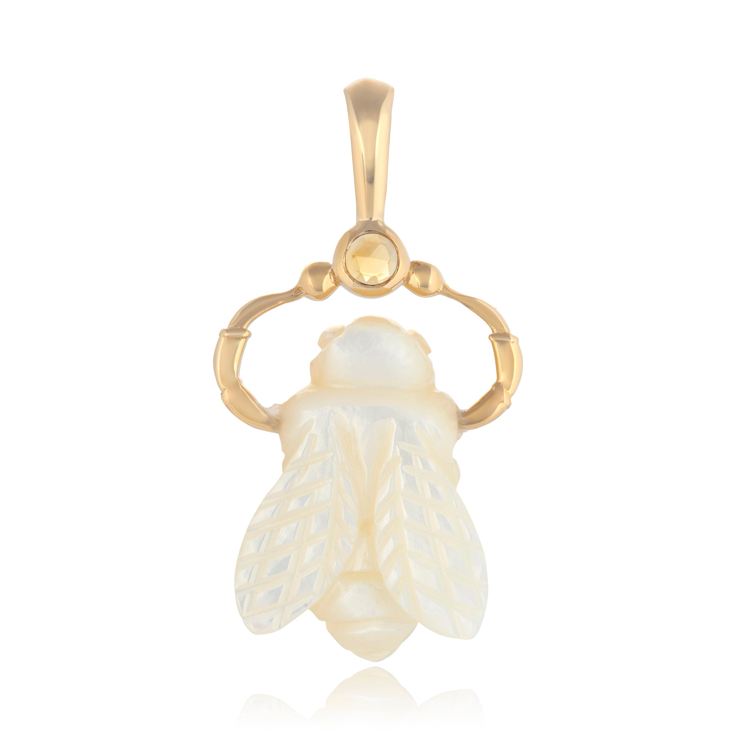 Mother of Pearl Bee Charm in Gold with Citrine Charm Maura Green   