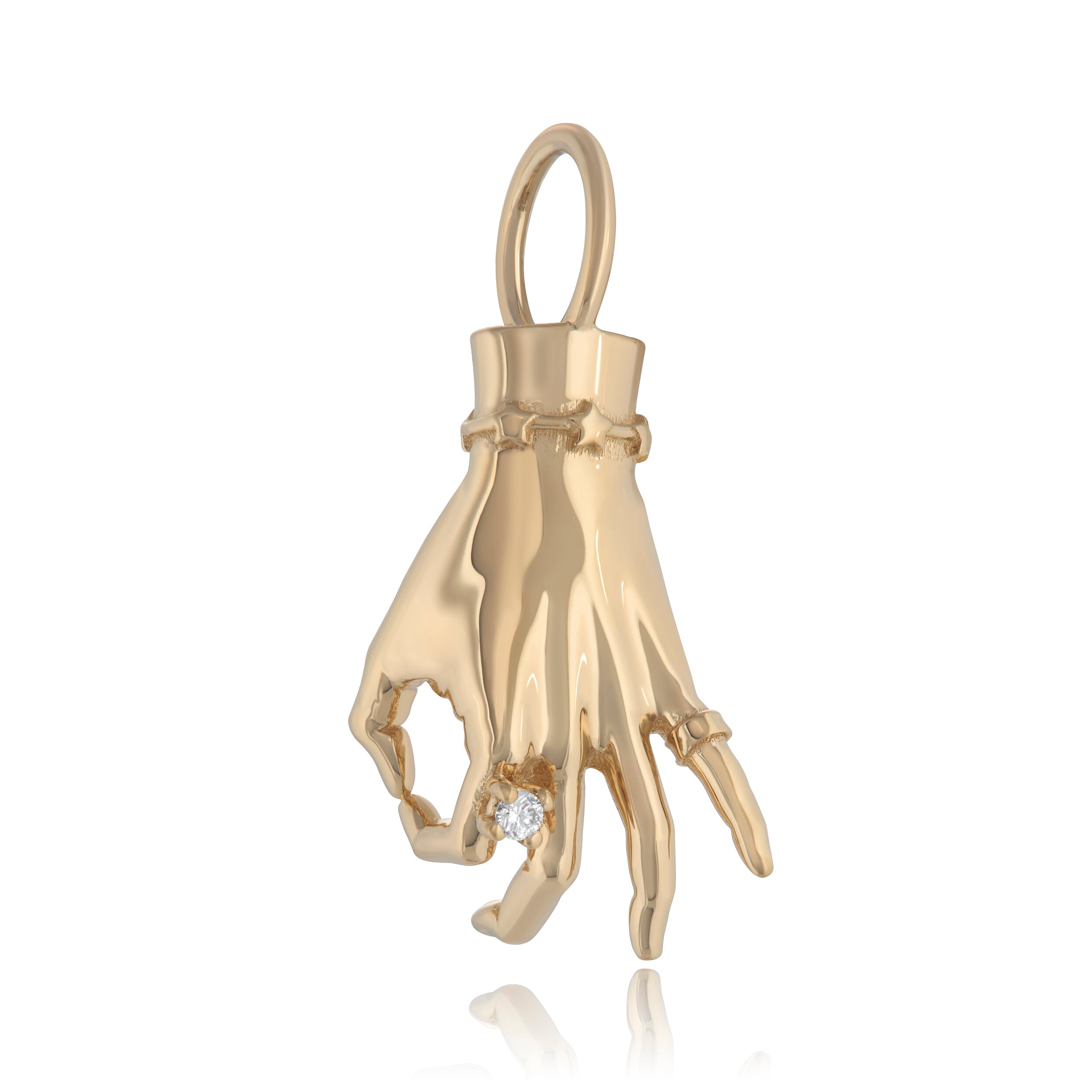 Gyan Mudra Ladyfinger Charm with Diamond Ring Charm Maura Green