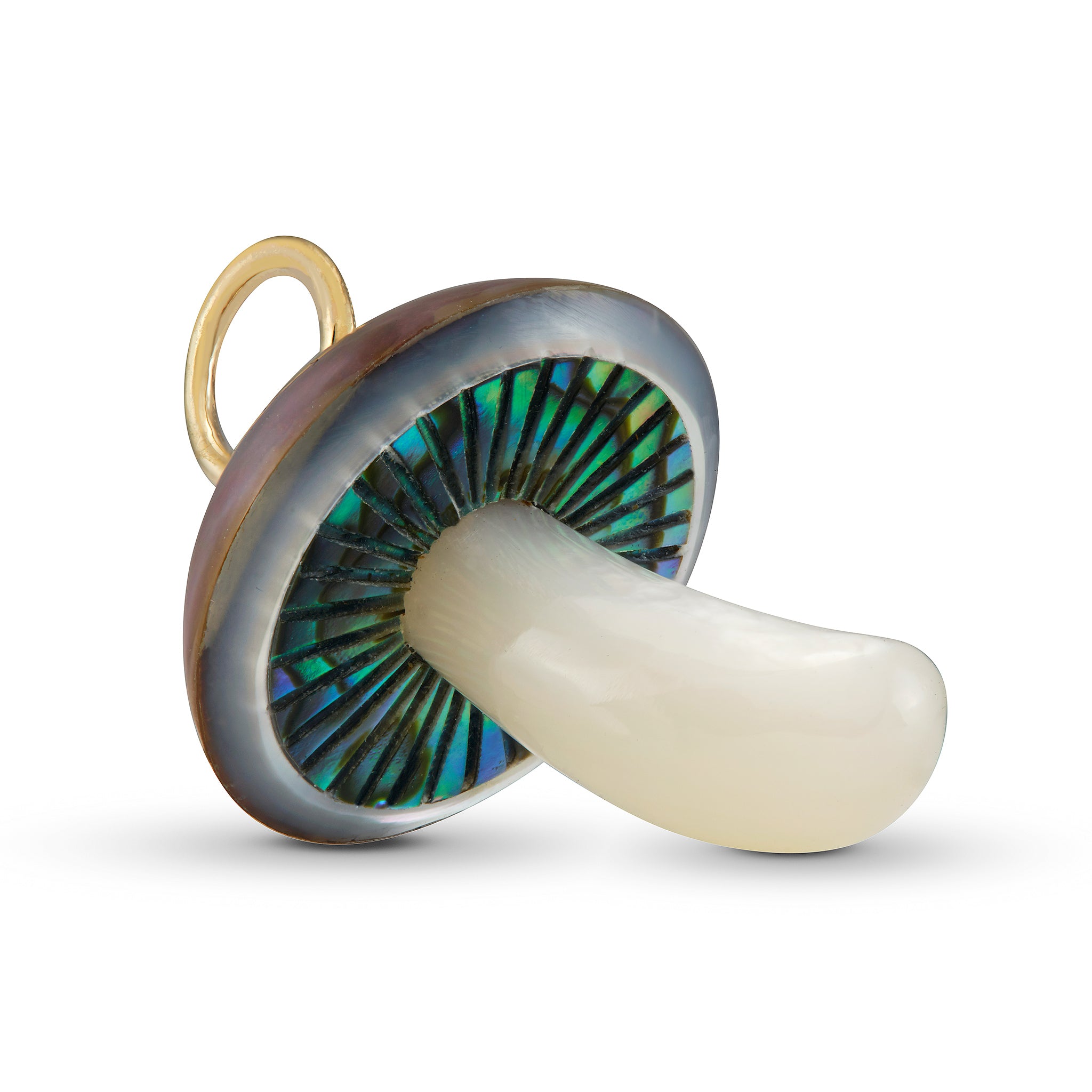 Iridescent Pearl Mushroom Charm with Diamond Charm Maura Green