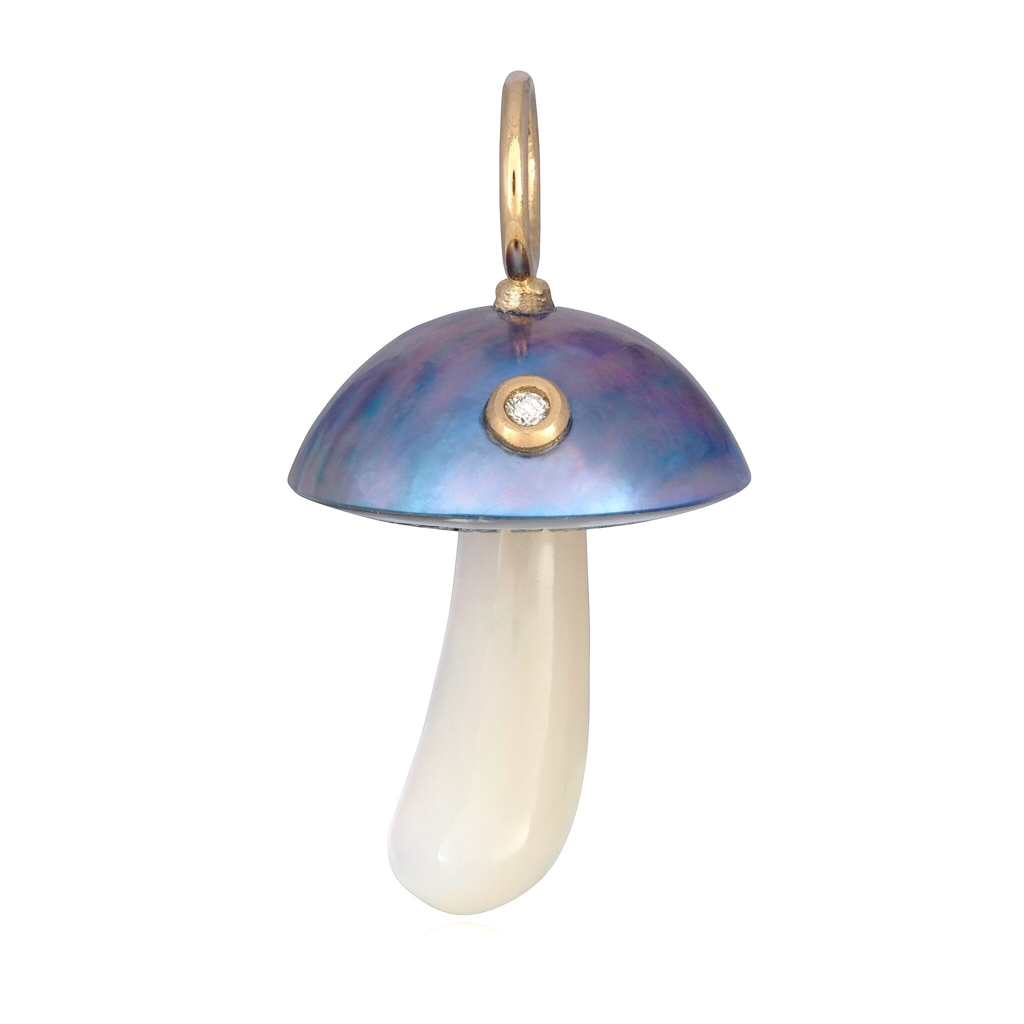 Blue Pearl Magic Mushroom Charm with Diamond Charm Maura Green