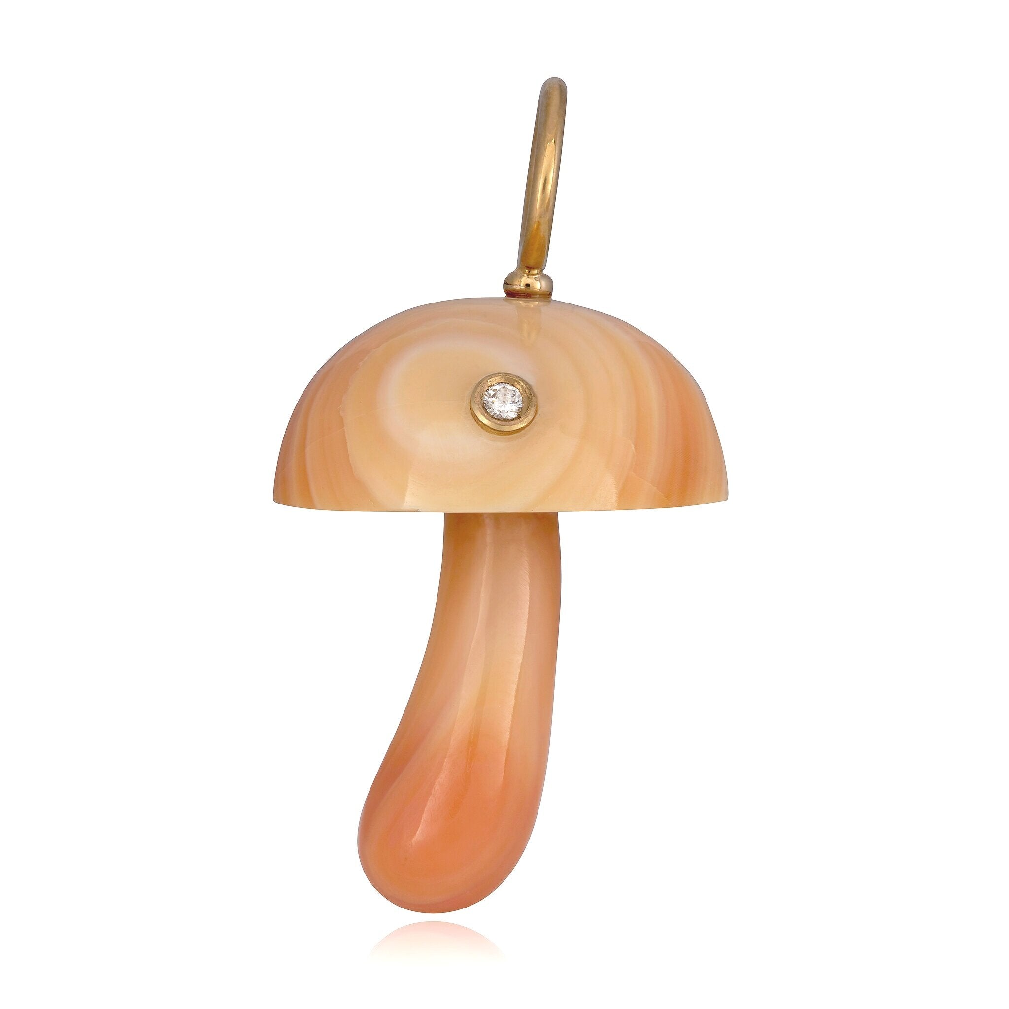 Apricot Shell Magic Mushroom Charm Charm Maura Green With Diamond