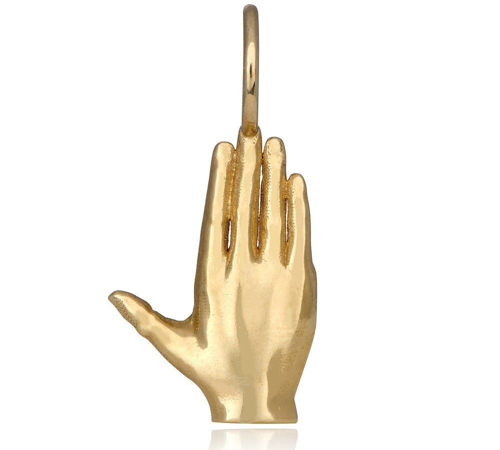 Hamsa Hand Charm in 14k Gold with Diamond Charm Maura Green   