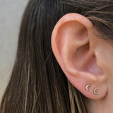 Mini Moon Pave Stud Earring Stud Earrings Jaine K Designs   