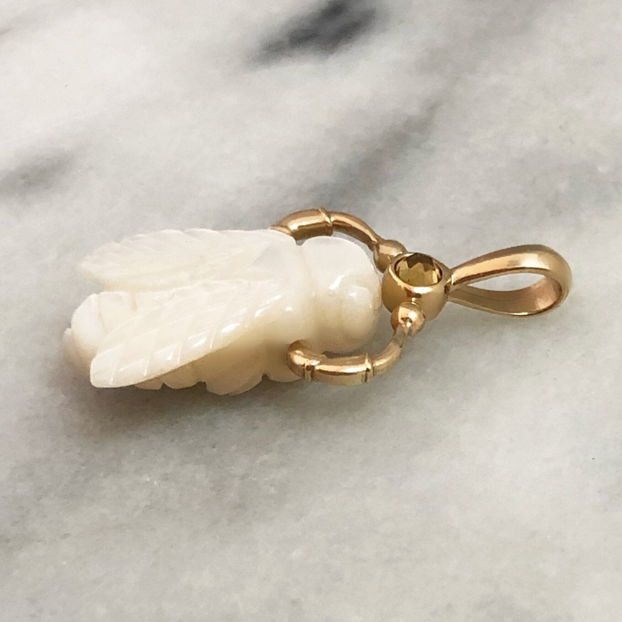 Mother of Pearl Bee Charm in Gold with Citrine Charm Maura Green   