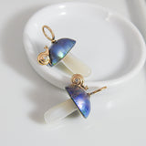 Blue Pearl Mushroom Charm with Diamond Snail Charm Maura Green
