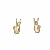 Peace Sign Lady Finger Studs Stud Earrings Maura Green Pair