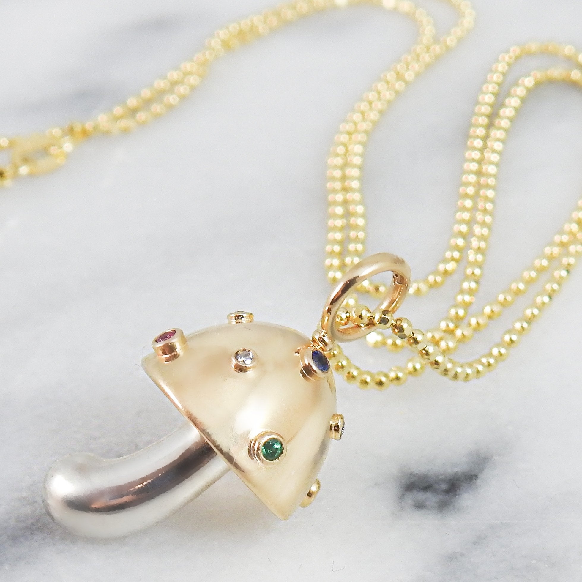 Multistone Sputnik Mushroom Charm Charm Maura Green