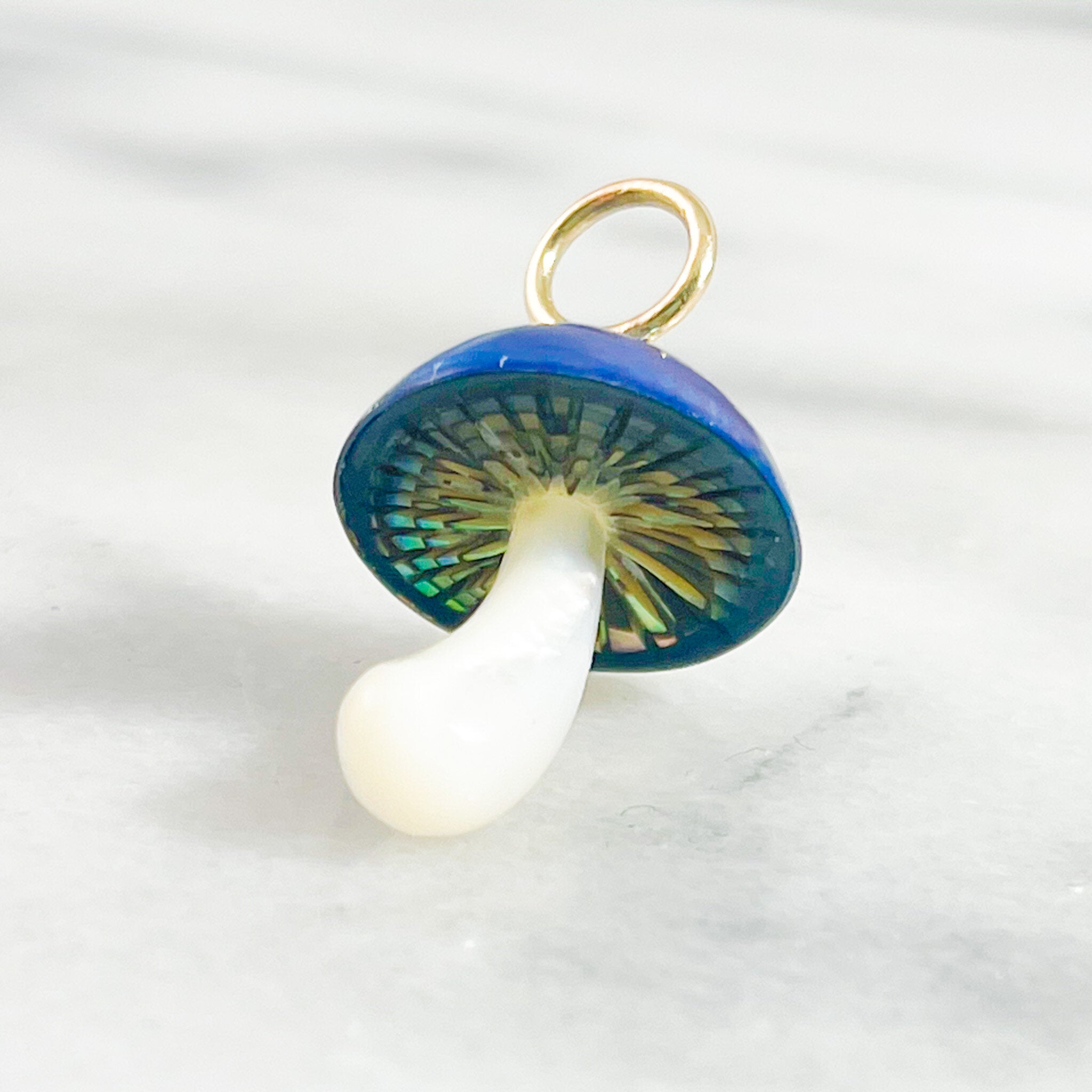 Blue Mabe Pearl Magic Mushroom Charm Charm Maura Green