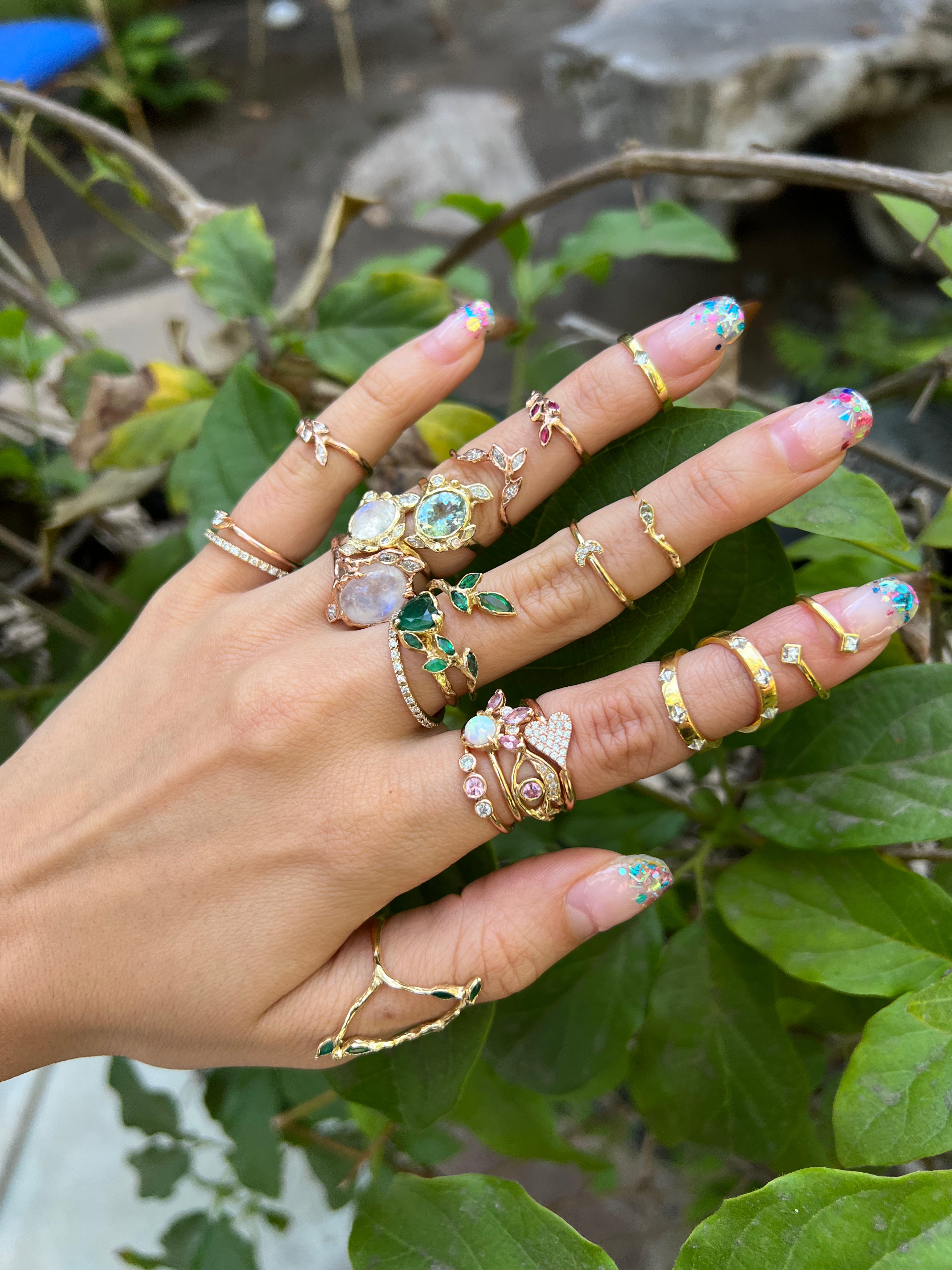 Small Diamond Heart Ring Stack Sale