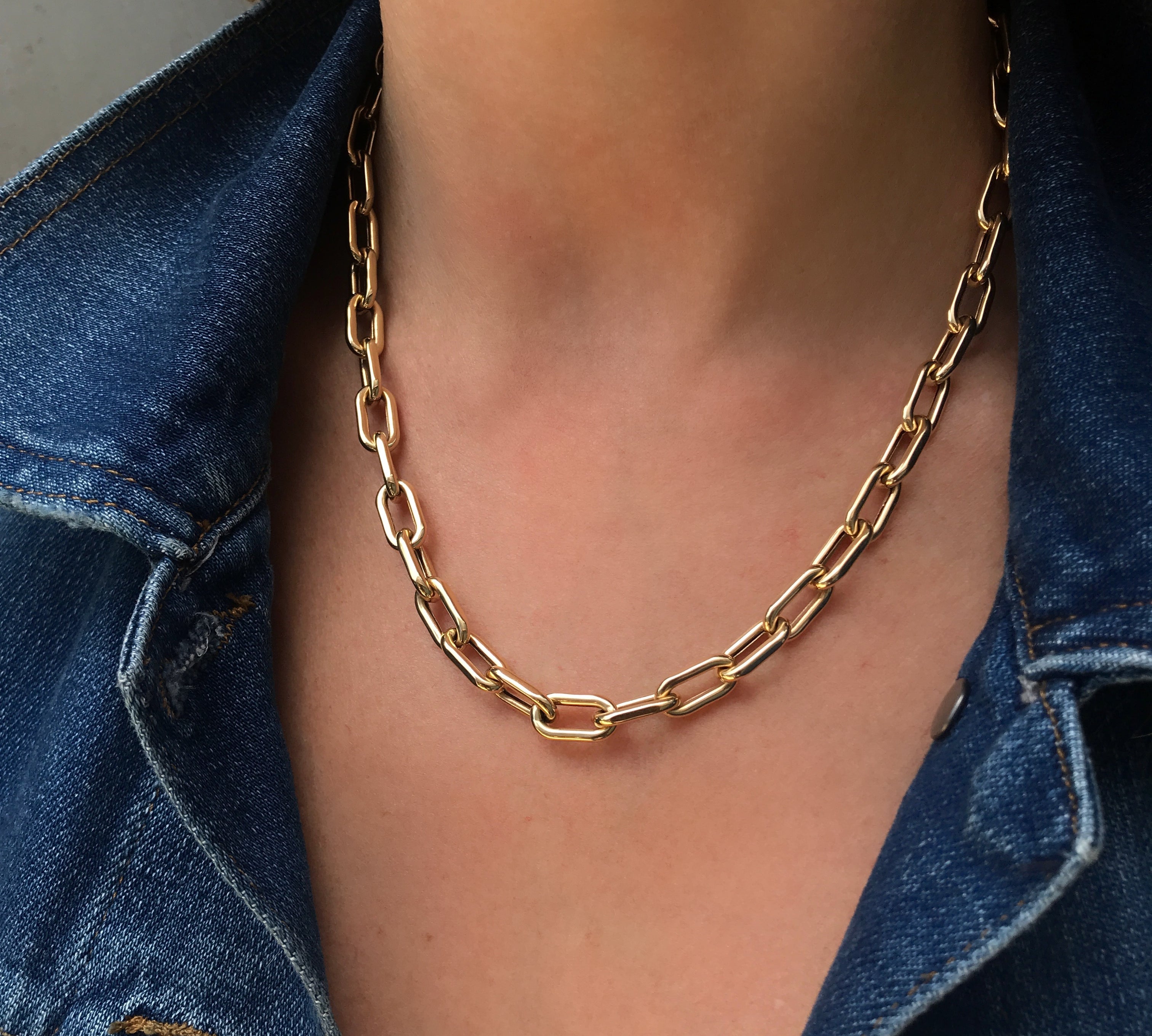 Thick Paperclip Chain, Long Chain Necklace Roseark Deux   