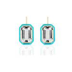 Emerald-Cut Enamel Drop Earrings Earrings Goshwara