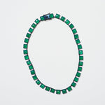 Large Green Onyx Tile Riviere Necklace Collar Nakard   