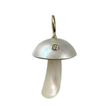 White Pearl Mushroom with Diamond Pendant Charm Maura Green   