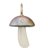 Iridescent Copper Mabe Pearl Mushroom with Diamond Charm Maura Green   