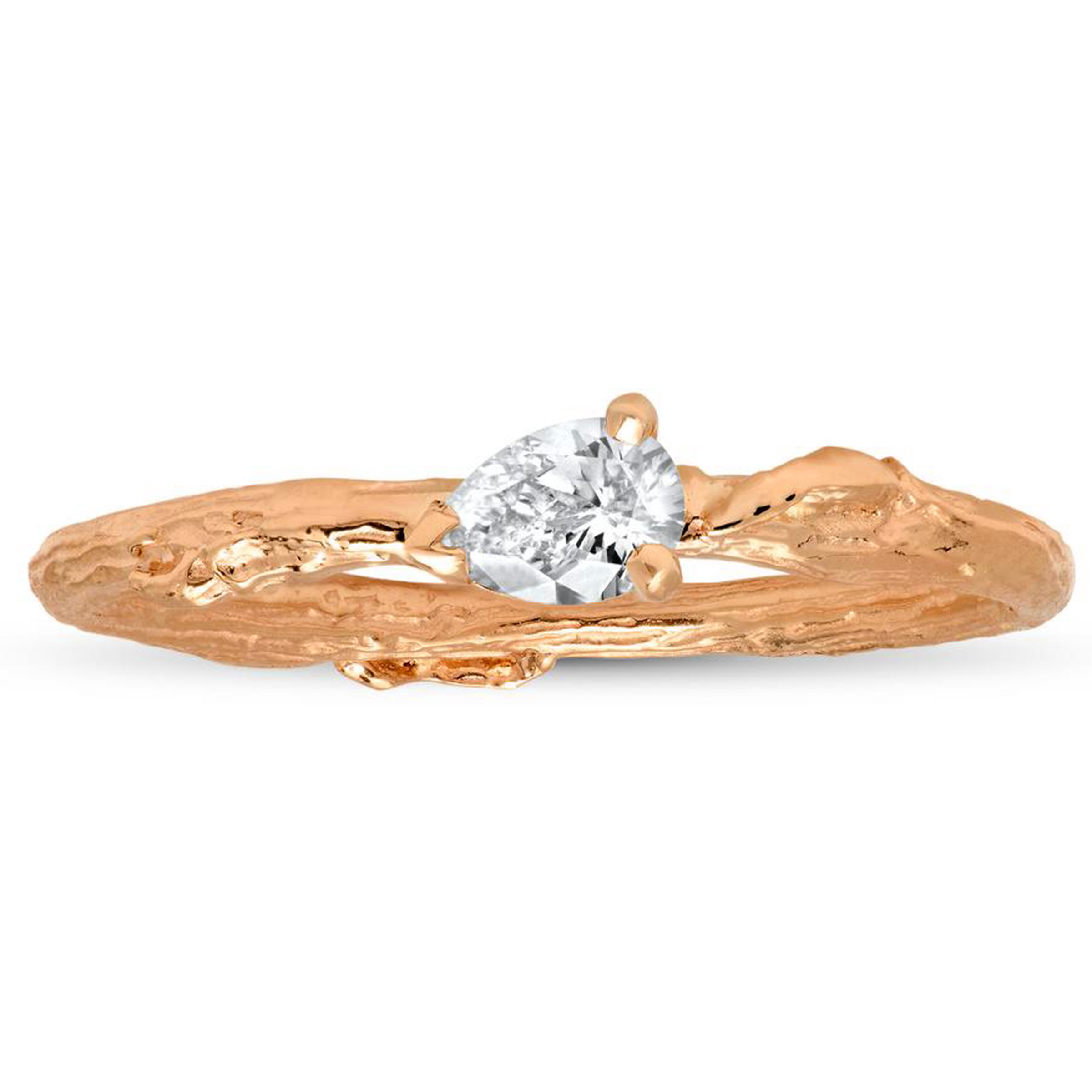 Diamond Pear Willow Ring Bridal Elisabeth Bell Jewelry Rose Gold  