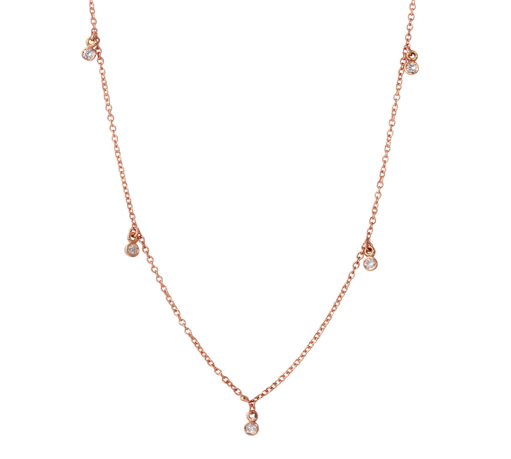 Five Diamond Necklace Collar Jaine K Designs Rose Gold  