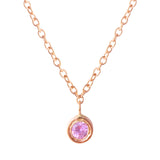 Pink Sapphire Bezel Necklace Pendant Jaine K Designs   