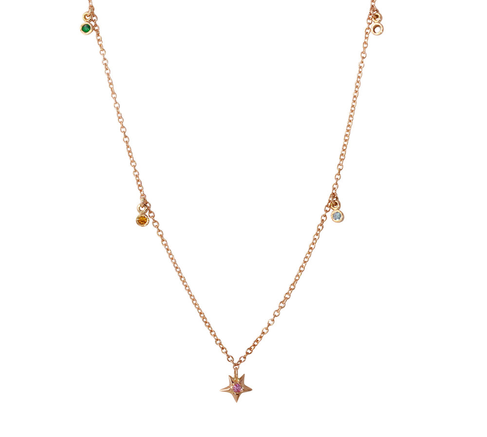 Rainbow Stone Star Necklace Collar Jaine K Designs   
