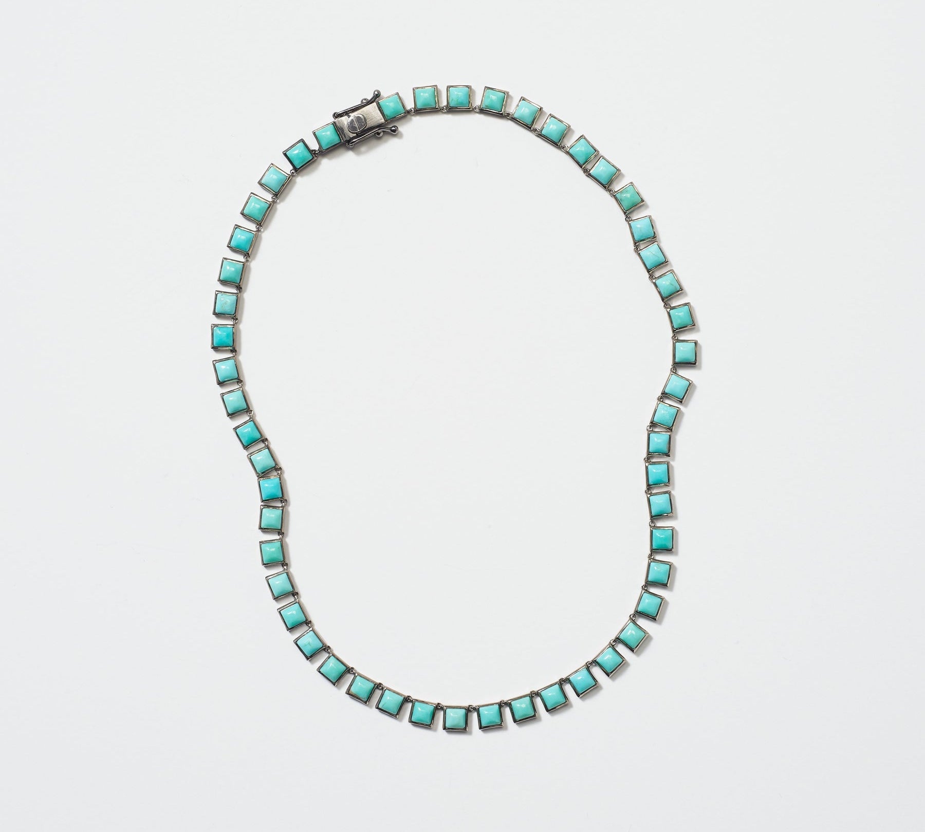 Small Turquoise Tile Rivière Necklace Collar Nakard   