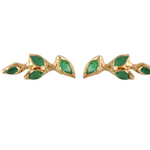 Four Leaf Emerald Stud, Yellow Gold Stud Earrings Jaine K Designs   