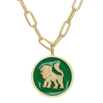 The Mini Lioness Enamel Token Necklace Necklace Tracee Nichols Green Enamel  